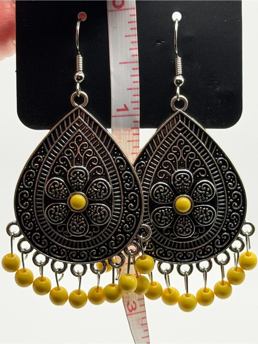 NWT paparazzi Blossoming Teardrop Filigree Earrings Yellow Beads Boho Festival